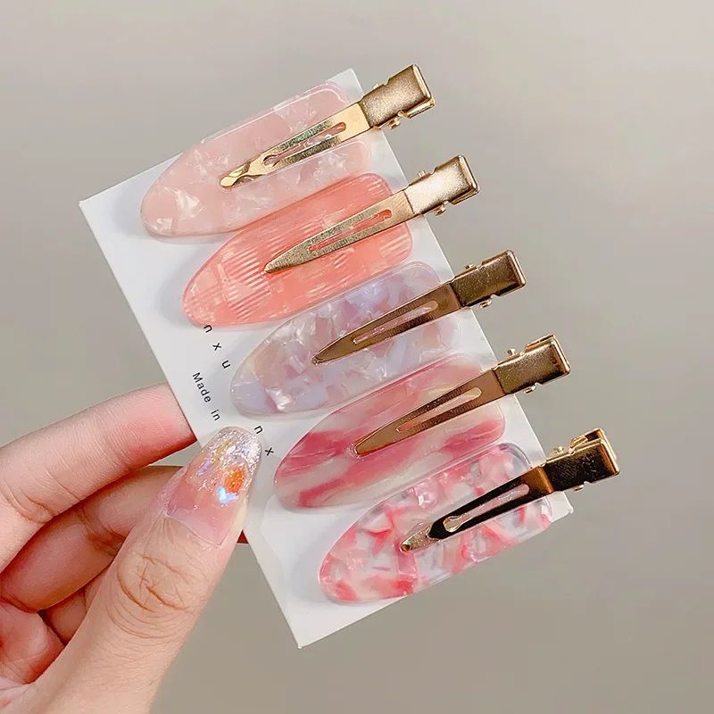 2/4pcs Simple Sakura Pink Seamless Hair Clip Women Acetate S