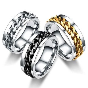 Titanium for Spinner Rings Men Chain Rotatable Steel Women
