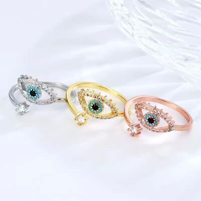 Silver Plated Evil Eye Rings for Women Stainless Steel Turki