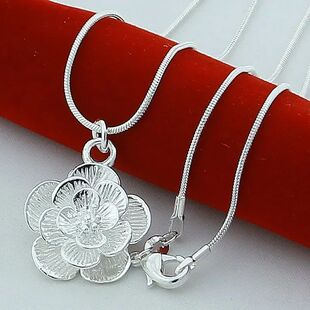 Snake Flower Pendant Necklace Rose Chain Inch