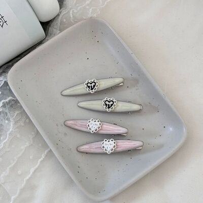 Pink dripping oil sweet lace love hairpin side clip exquisit