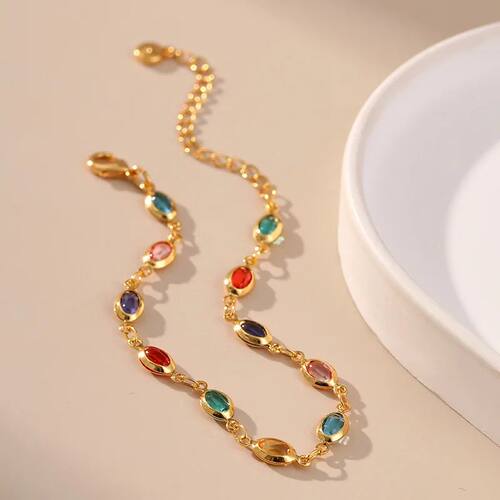 Exotic Colorful Acrylic Oval Beads Bracelet for Women 18K Go