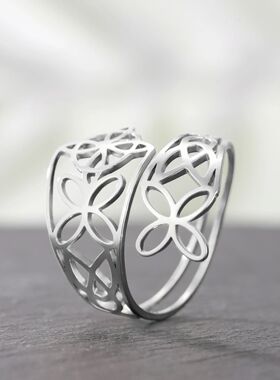 Witch Knot Open Rings Women Stainless Steel Gold Color Adjus