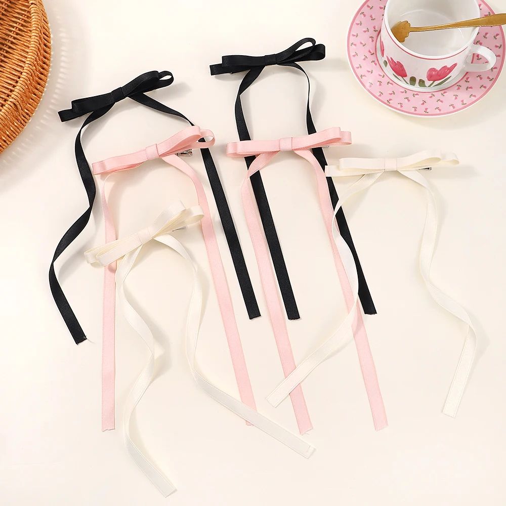 Korean Ribbon Bow Hair Band Long Tassel Hairpin Women Hair A