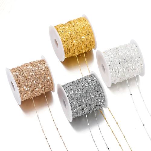 No Fade 2Meters Sequins Chain Necklace Gold Silver Chain Met