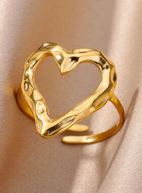 Stainless Steel Rings for Women 18K Gold Plated Love Heart W
