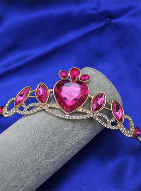 Pink Princess Diadem Glitter Rhinestone Heart Designs Tiaras