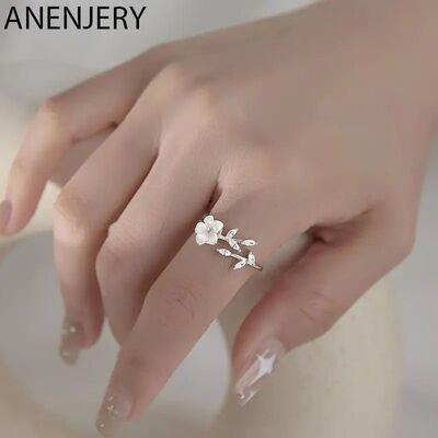 Silver Color Flower Shape Ziron Ring For Women Elegant Tempe