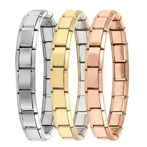 Fashion Stainless Steel Italian Elastic Charm Bracelet 9mm W