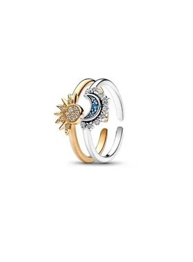 Charm Sun Moon Hug Couple Rings for Women Men Luxury Gold/si