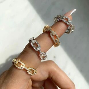 Chic Cuban Dazzling Rings Link for Chain Ice Micro Out Women