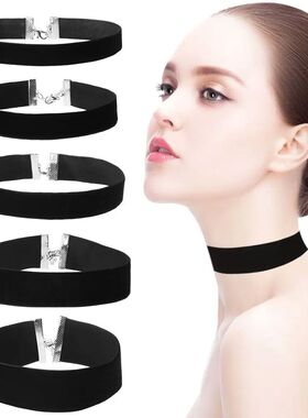 Goth Black Velvet Choker Necklaces Gothic Style Rope Women N