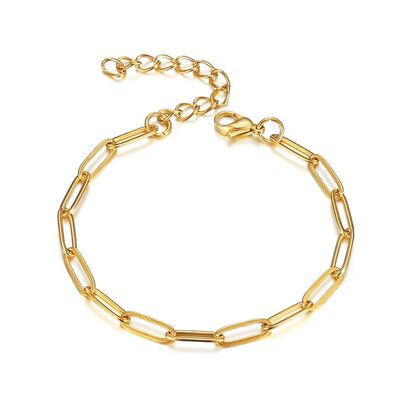 Punk Paperclip Chain Link Bracelets Female Gold Color Stainl