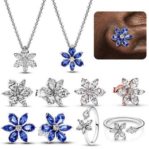 Sparkling Inlay Stud Earrings For Women Set Flower Taxidermy