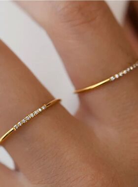 stainless steel Cubic Zirconia Thin Finger Ring Fashion Jewe