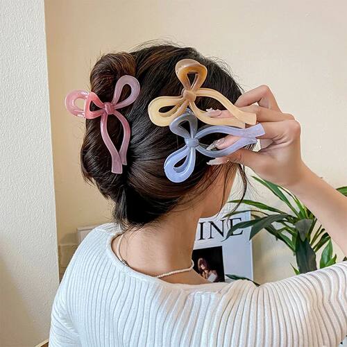 Scissors Shape Hair Claw Clips Women Shark Jelly Clear Hairc