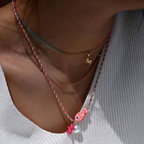 Colorful Bohemian Ceramic Fish Pendant Necklace for Women Ad