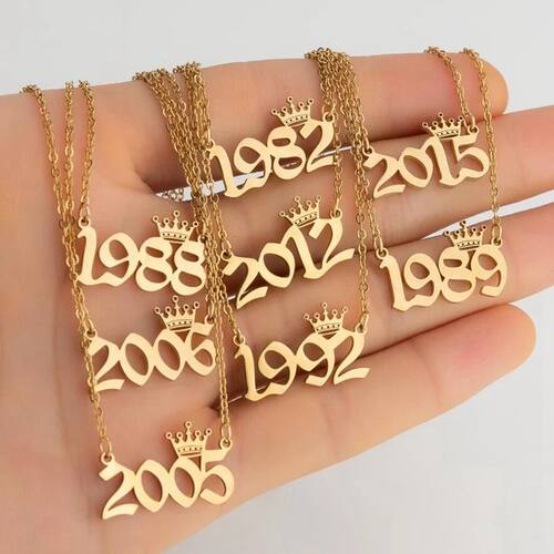 Fashion Gold Color Year Necklace for Women Charm Stainless S