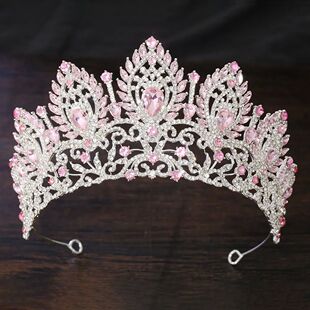Pink Baroque Large Tiaras Crowns Rhinestone Queen Crystal