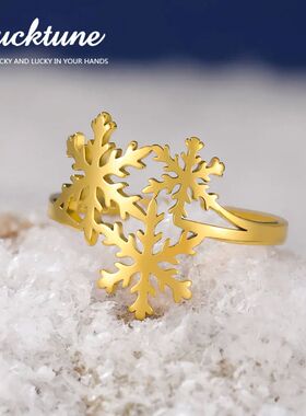 Winter Snowflakes Rings for Women Christmas Stainless Steel