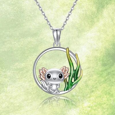 New Salamander Necklace Cute Cartoon Animal Axolotl Seaweed