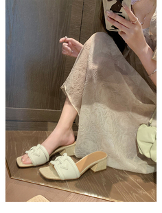 小香厚底高根粗跟拖鞋女士夏季外穿2024新款时尚百搭性感法式凉拖