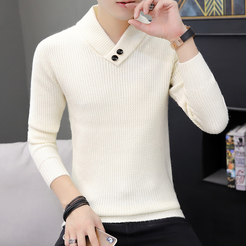 冬男士针织毛衣内搭季新款V领衫带领韩版修身色打底底线衣1001kz