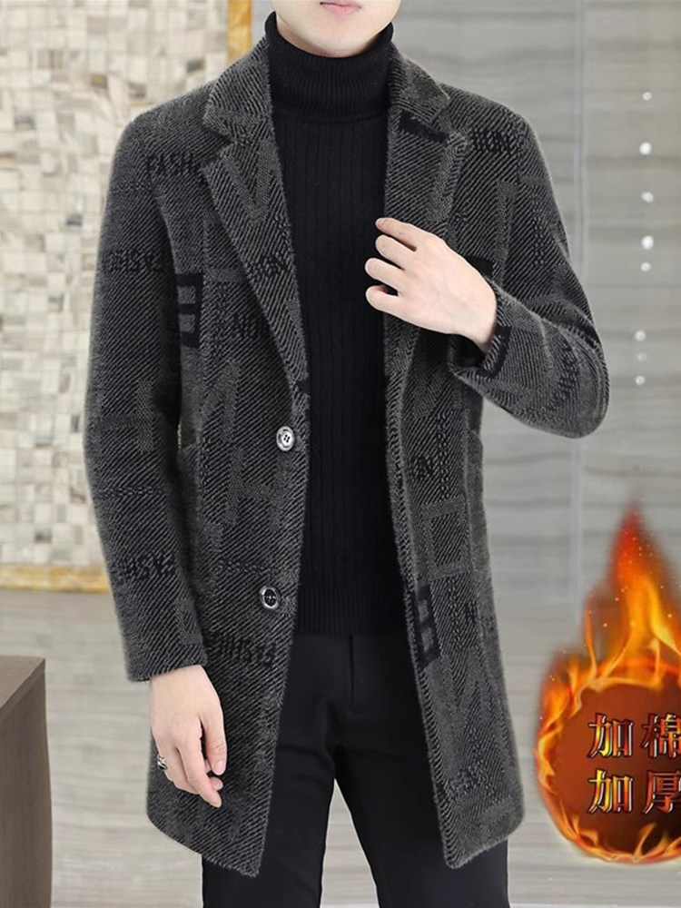겨울 면화 두꺼운 밍크 모피 남성용 짧은 모직 코트 남성용 옷깃 패션 캐시미어 울 코트