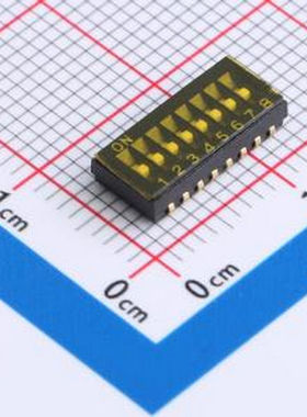 DU-08P 1.27mm间距8位 贴片黑色J脚 拨码开关 SMD,P=1.27mm 拨码