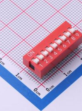SMQS-09R-TP 间距2.54mm 平拨,凸起式9位拨码开关 - 拨码开关