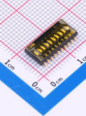 YDF10ES 10位1.27MM,黑色贴膜拨码开关 SMD-20P,6.2x13.8mm 拨码