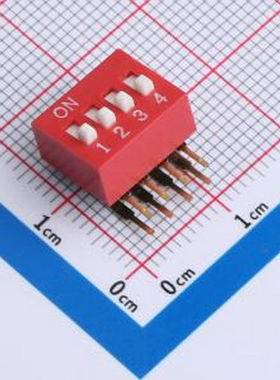 DA-4-R-T 2.54mm间距 4位 琴键式 90度弯插侧拨 红色 拨码开关 插