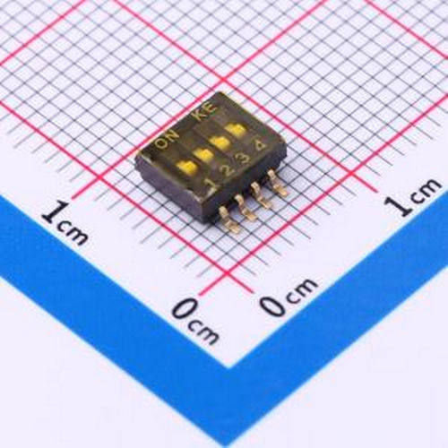 DSHP04TSGER 1.27mm 4位贴片拨码开关(S脚) SMD-8P,5.4x6.6mm 拨