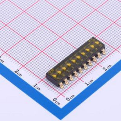 DSIC10TSGET 2.54mm 10位贴片平柄贴膜拨码开关 SMD-20P,6x22.9mm