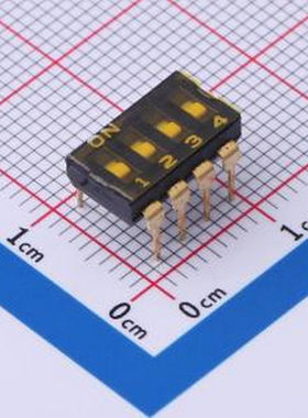 YDD04LS2 4位低拨键贴膜黑色插件2.54MM拨码开关 插件 拨码开关