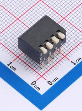 DSPV-04-LD-GET 2.54mm间距 4位 侧拨 DSPV黑色插件 拨码开关 插