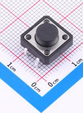 TS-1260HK 12*12*6mm 插脚轻触开关 黑色 4脚 弹力250gf 插件-4P,