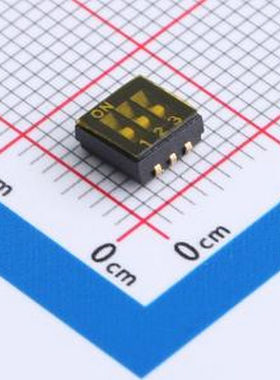 DU-03P 1.27mm间距3位 贴片黑色J脚 拨码开关 SMD,P=1.27mm 拨码
