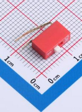DT-01HT 2.54mm间距 1位 琴键式 90度弯插侧拨凸柄 红色 拨码开关