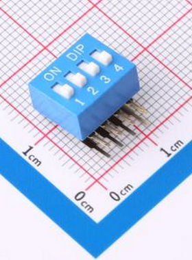 DA-04-B 拨码开关2.54mm间距,弯脚90度侧插 蓝色 4PIN/位 高推 插