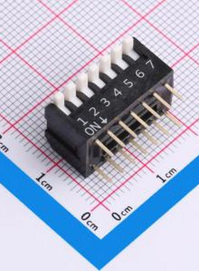 DP-07-K-T 7位 2.54mm间距 宽体黑色侧拨 DIP拨码开关 管装 插件