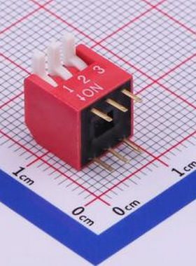 TE-03 拨码开关红色03P-180度3PIN间距2.54mm立式直插侧拨琴键式3