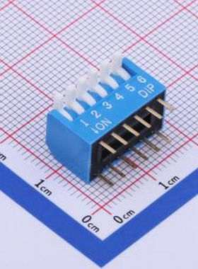 TE-06R 拨码开关蓝色06P-180度 间距2.54mm 立式直插侧拨琴键式6