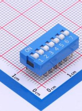 DS-07-B-T 蓝色平拨 7位 KE拨码开关 插件 拨码开关