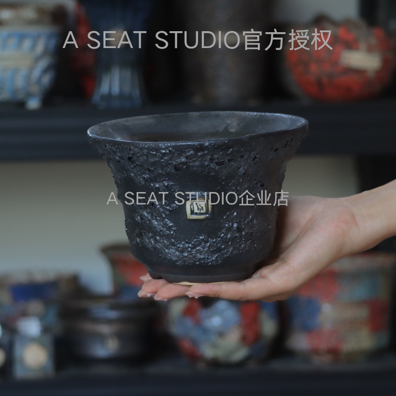 A SEAT STUDIO泰国进口暗黑系碗形敞口块根绿植手工花盆
