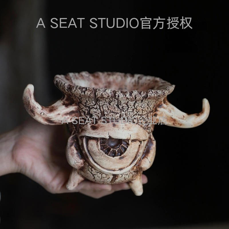 A SEAT STUDIO 泰国进口独眼牛角块根绿植手工花盆