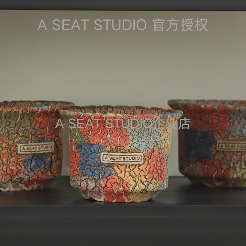 A SEAT STUDIO泰国进口彩色熔岩碗形块根绿植手工花盆