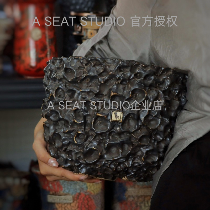 A SEAT STUDIO泰国进口重工大尺寸直筒金属色块根绿植手工花盆