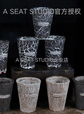 A SEAT STUDIO泰国进口爆裂纹熔岩手握杯器型龙舌兰块根手工花盆