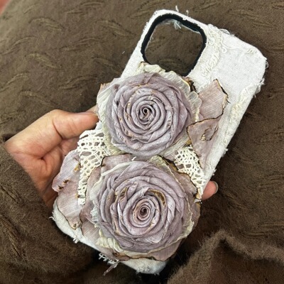 手工复古新中式布艺系手机壳玫瑰适用手机1513/14小众轻奢13氛围